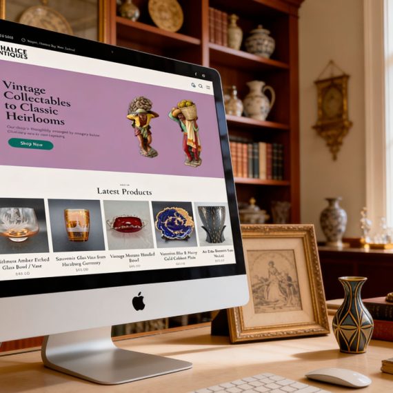 Chalice Antiques e-commerce website designed and developed by Vida Loeb